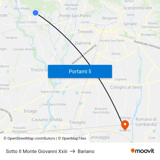 Sotto Il Monte Giovanni Xxiii to Bariano map