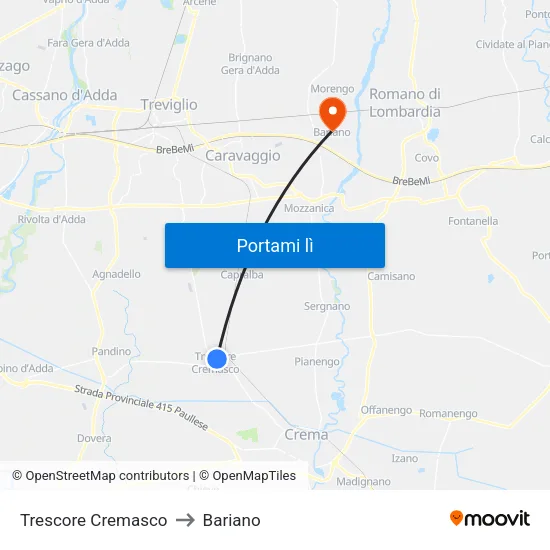 Trescore Cremasco to Bariano map