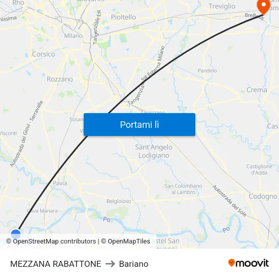 MEZZANA RABATTONE to Bariano map