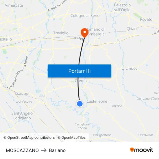MOSCAZZANO to Bariano map