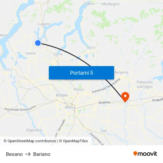 Besano to Bariano map