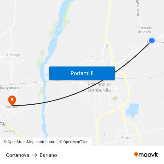 Cortenova to Bariano map