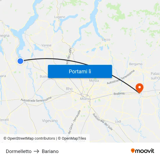 Dormelletto to Bariano map