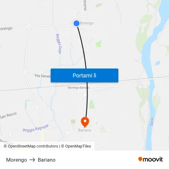 Morengo to Bariano map