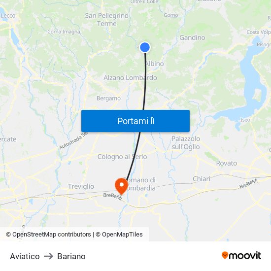 Aviatico to Bariano map