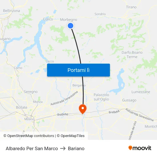 Albaredo Per San Marco to Bariano map