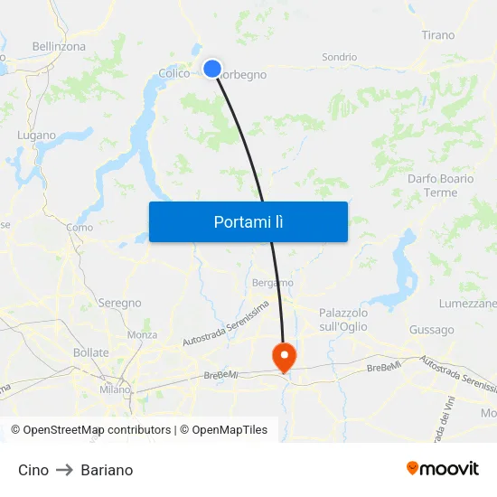 Cino to Bariano map