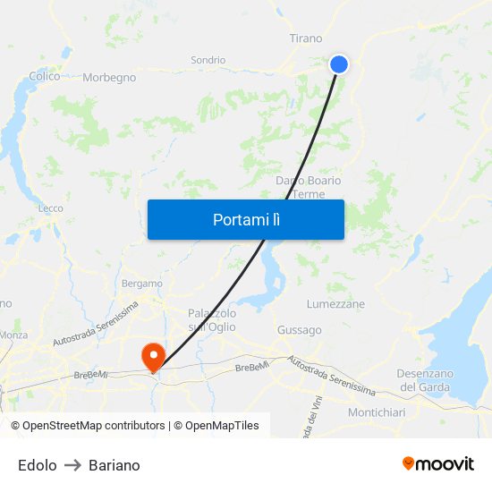 Edolo to Bariano map