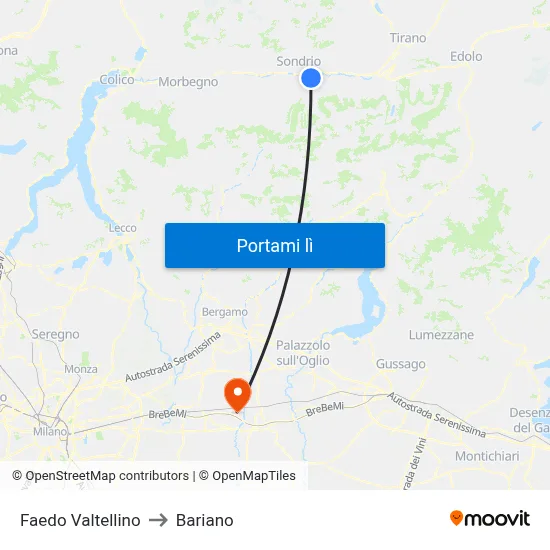 Faedo Valtellino to Bariano map
