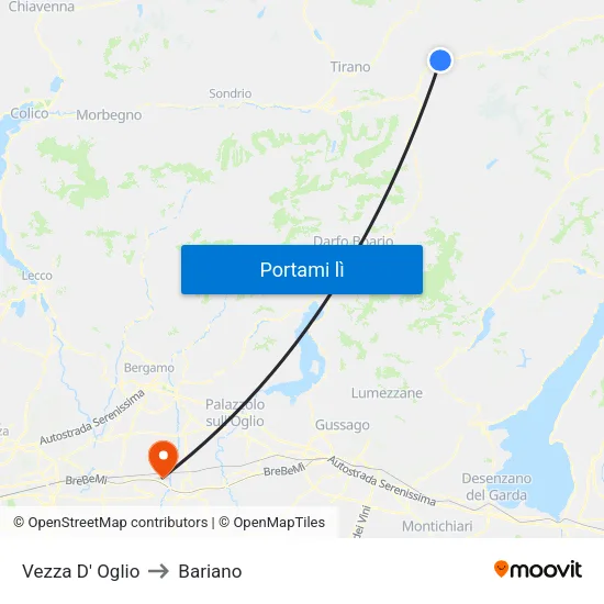 Vezza D' Oglio to Bariano map