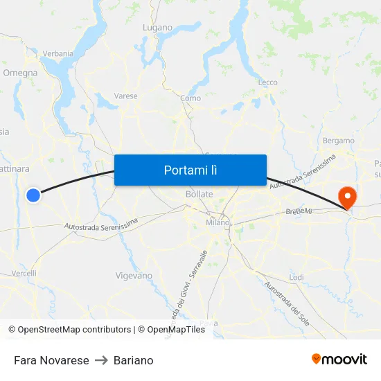 Fara Novarese to Bariano map