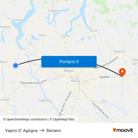 Vaprio D' Agogna to Bariano map