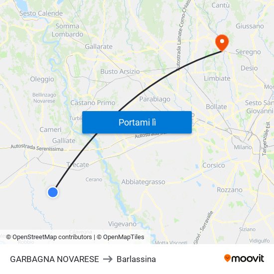 GARBAGNA NOVARESE to Barlassina map