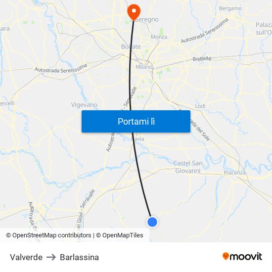 Valverde to Barlassina map