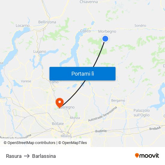 Rasura to Barlassina map