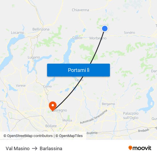 Val Masino to Barlassina map