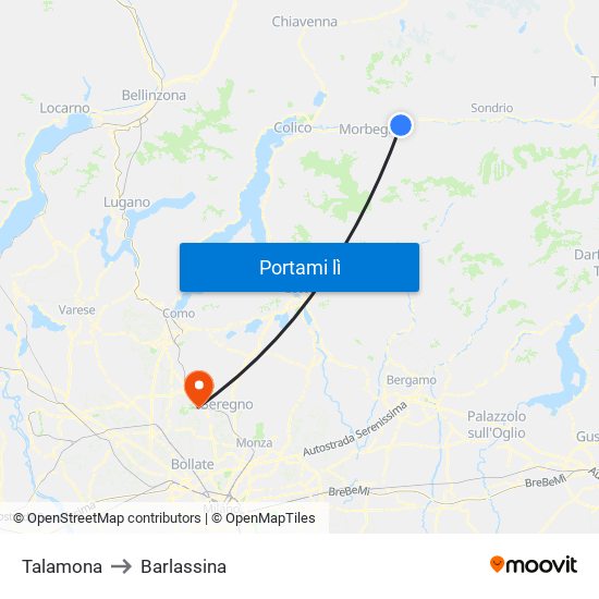 Talamona to Barlassina map