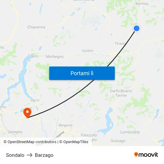 Sondalo to Barzago map