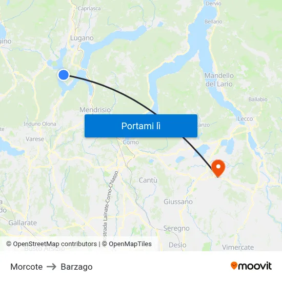 Morcote to Barzago map