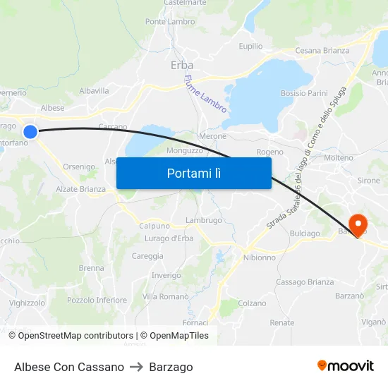 Albese Con Cassano to Barzago map