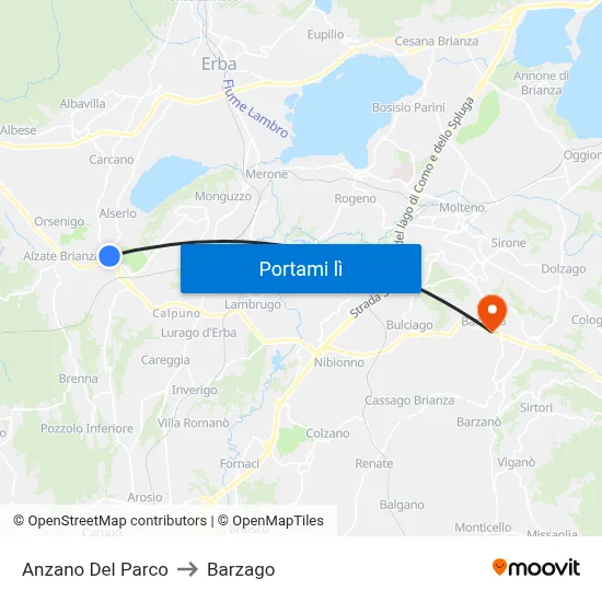 Anzano Del Parco to Barzago map