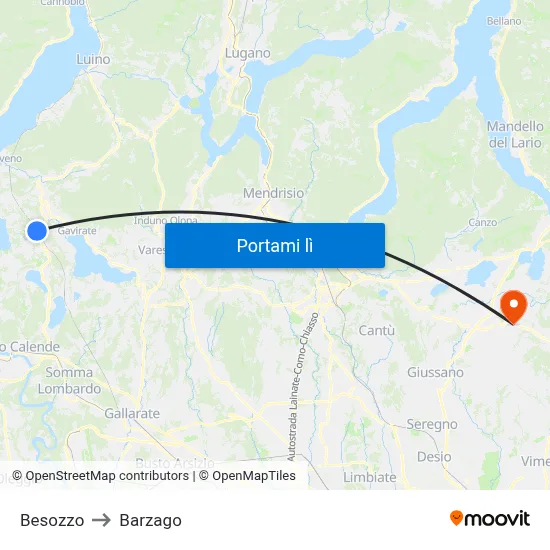 Besozzo to Barzago map