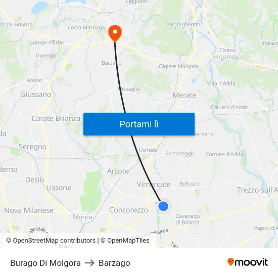 Burago Di Molgora to Barzago map
