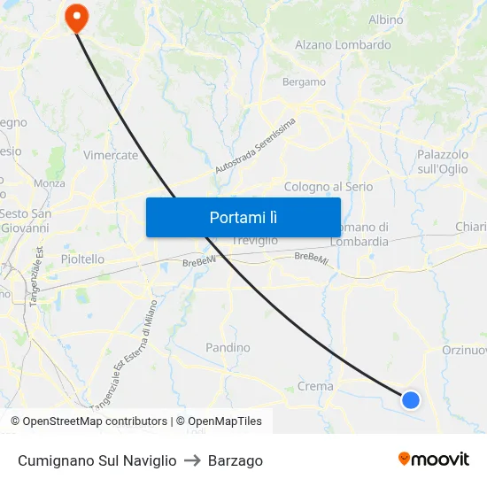 Cumignano Sul Naviglio to Barzago map