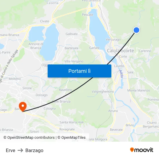 Erve to Barzago map