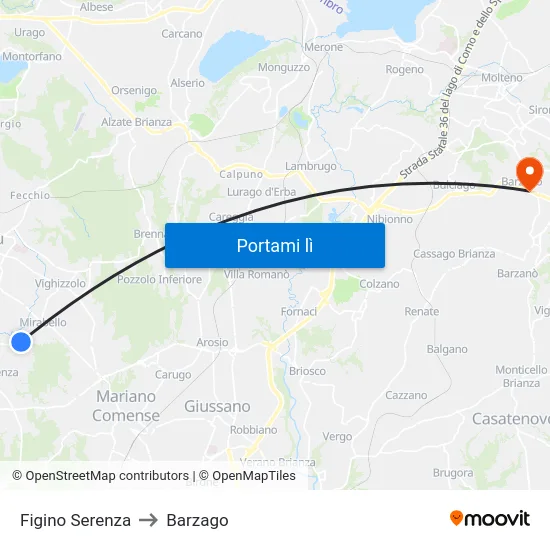 Figino Serenza to Barzago map