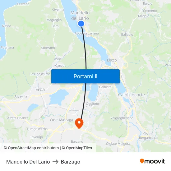 Mandello Del Lario to Barzago map