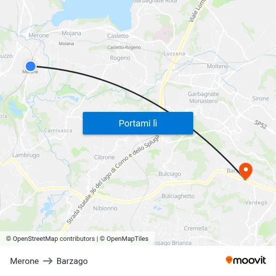 Merone to Barzago map