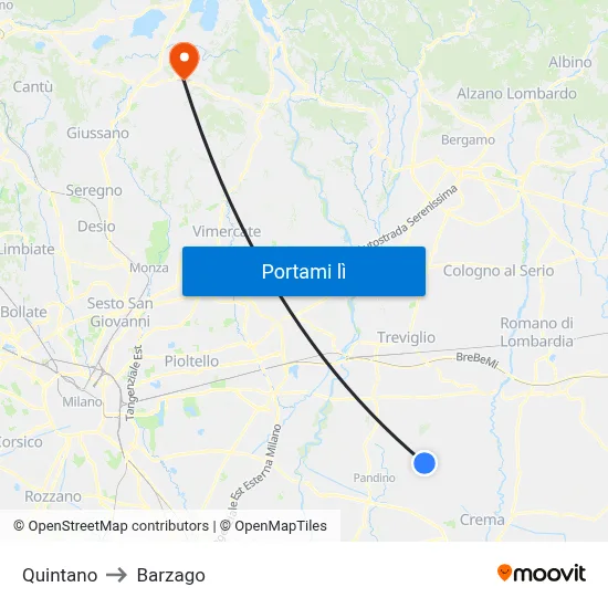 Quintano to Barzago map