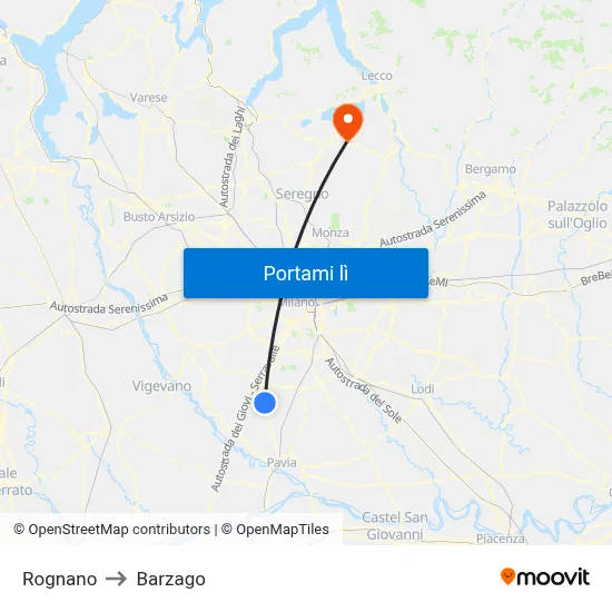 Rognano to Barzago map