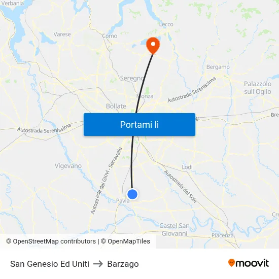 San Genesio Ed Uniti to Barzago map