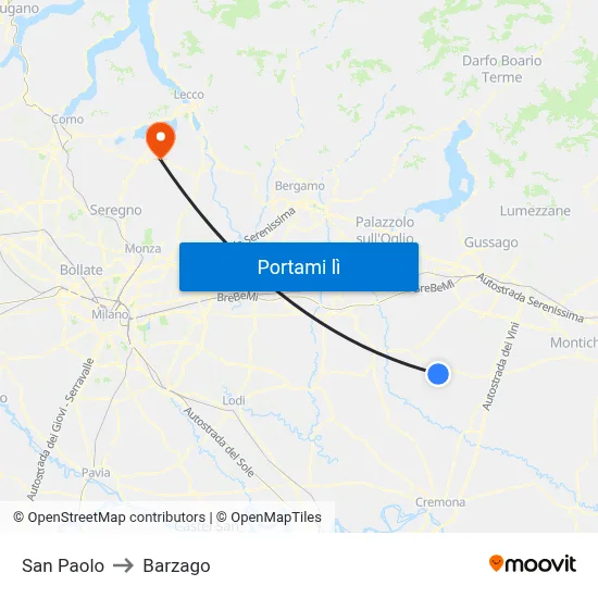 San Paolo to Barzago map