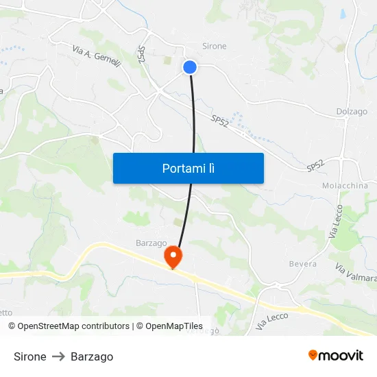 Sirone to Barzago map