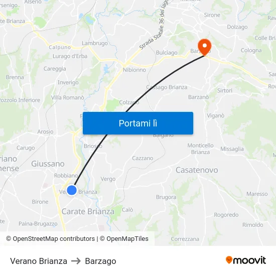 Verano Brianza to Barzago map