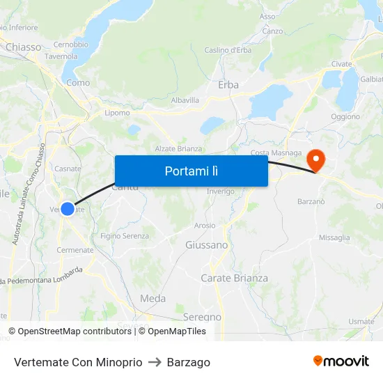 Vertemate Con Minoprio to Barzago map