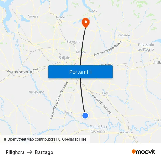 Filighera to Barzago map