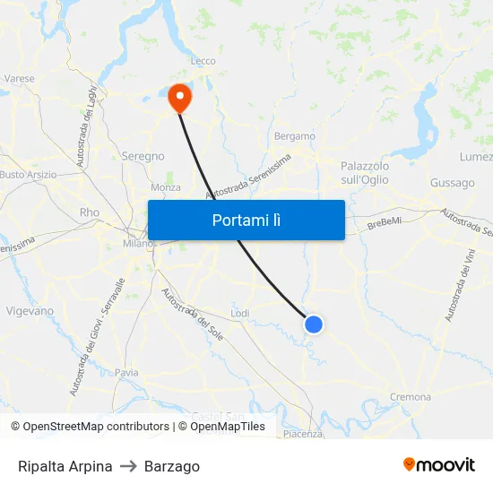 Ripalta Arpina to Barzago map