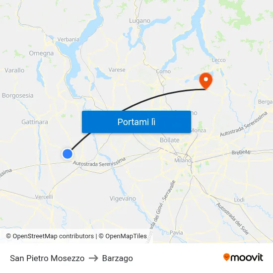 San Pietro Mosezzo to Barzago map