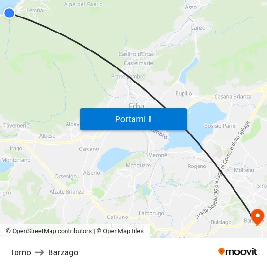 Torno to Barzago map