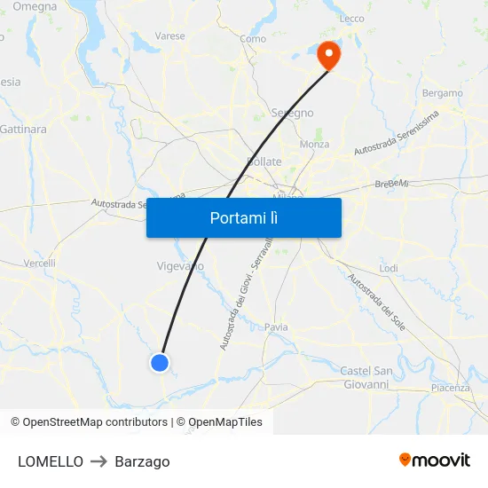 LOMELLO to Barzago map