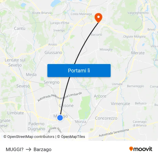 MUGGI? to Barzago map