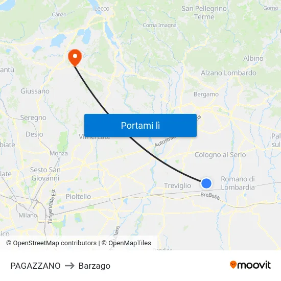 PAGAZZANO to Barzago map