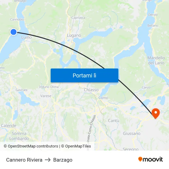 Cannero Riviera to Barzago map