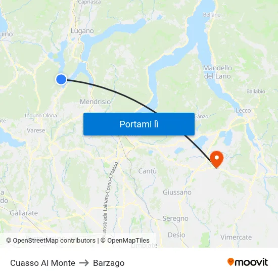 Cuasso Al Monte to Barzago map