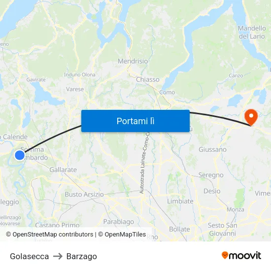 Golasecca to Barzago map