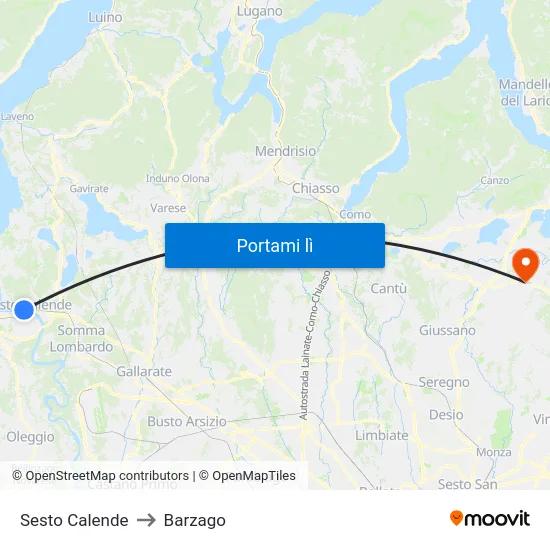Sesto Calende to Barzago map